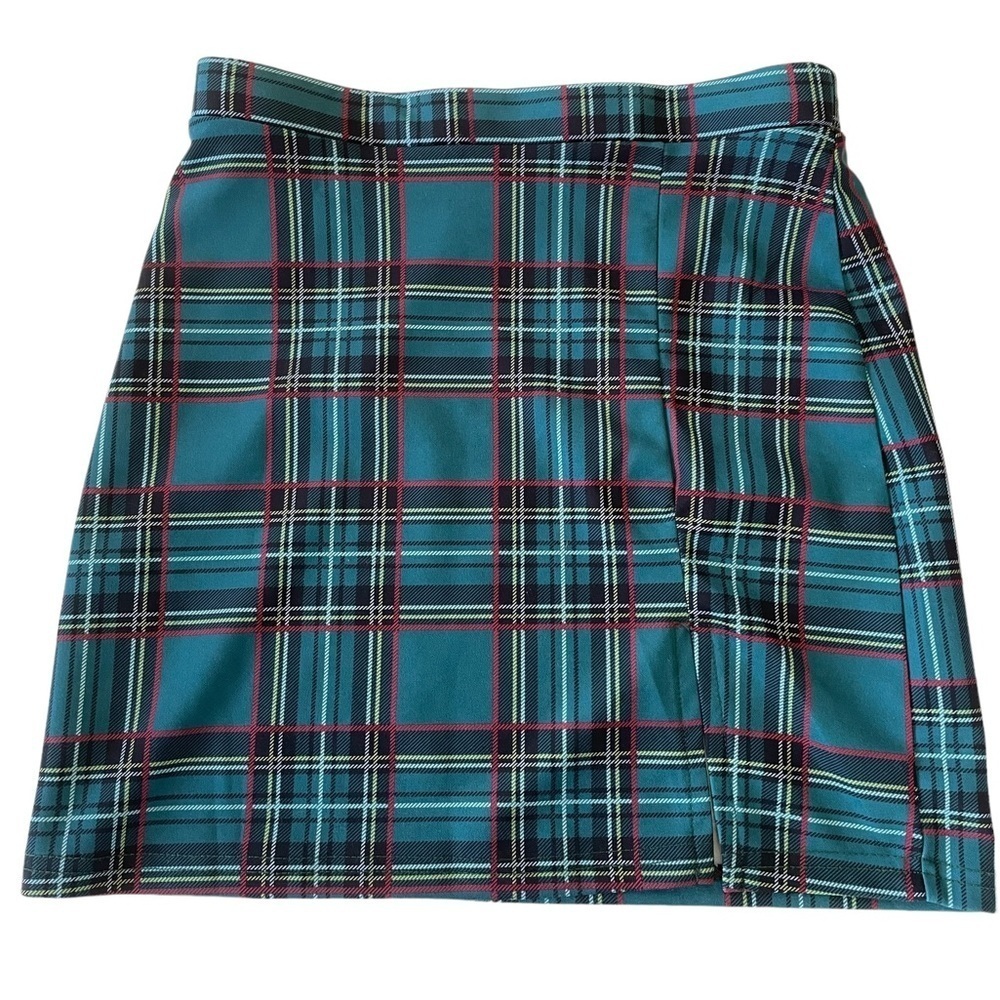 Shein plaid green stretchy school girl skirt XS OFFICE wear sexy